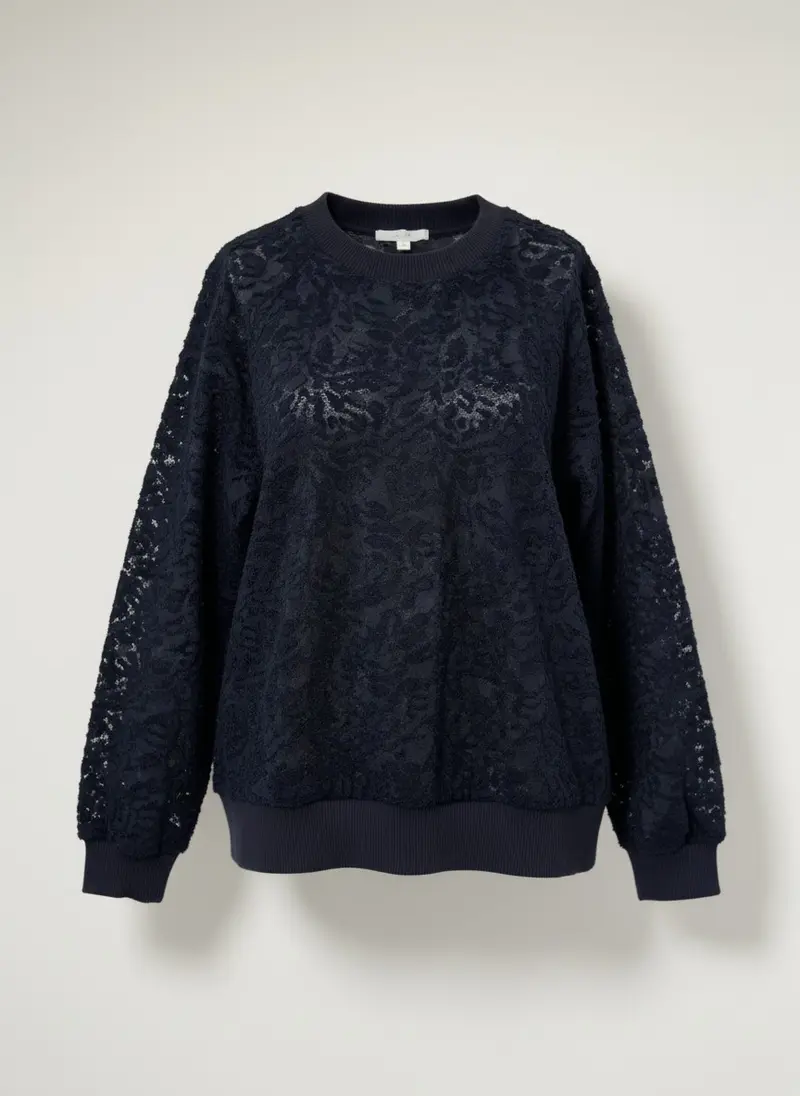 Sweater Rava Velour Jacquard Woven | Navy