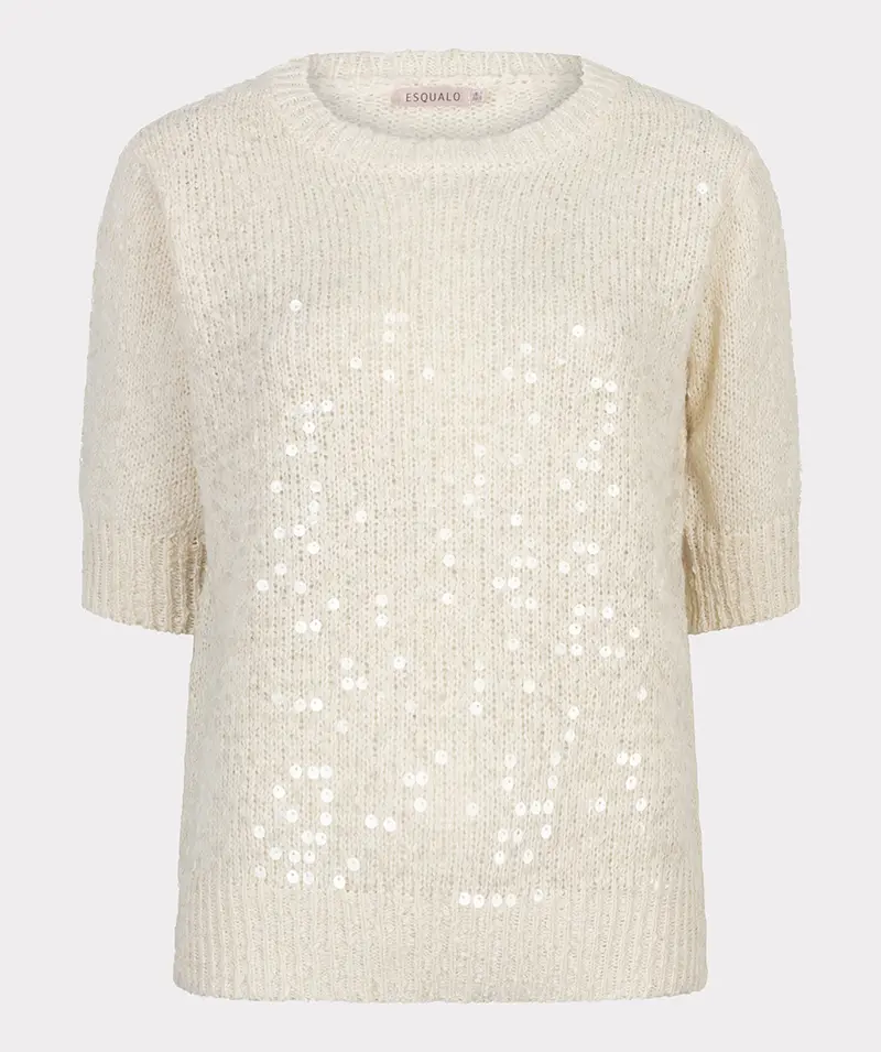 Sweater s/slve sequins SP26.02004 Ecru