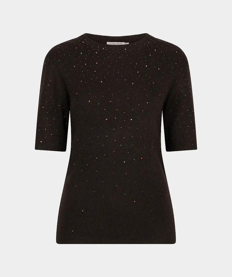 Sweater sslve studs F26.02539 Cacao