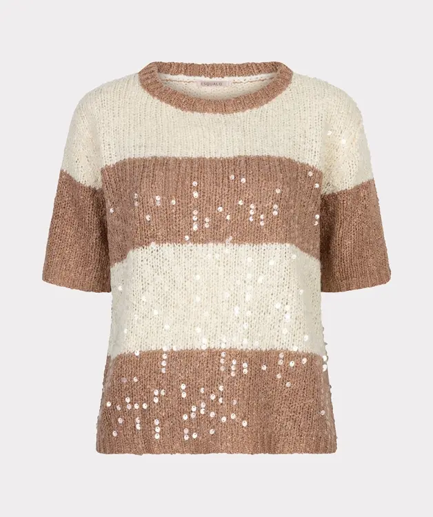 Sweater striped sequins SP26.02007 Ecru