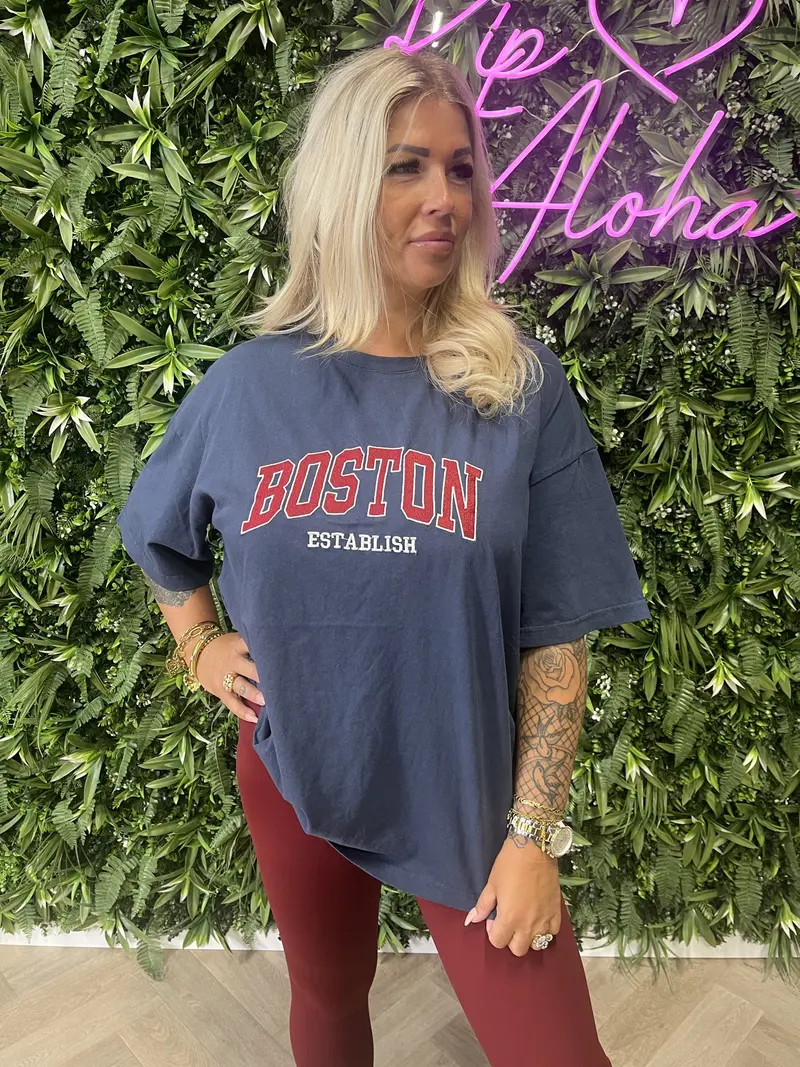 T-shirt Boston marineblauw