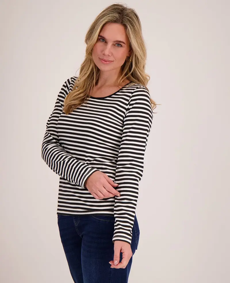 Tee Stripes | Zwart/Porselein wit