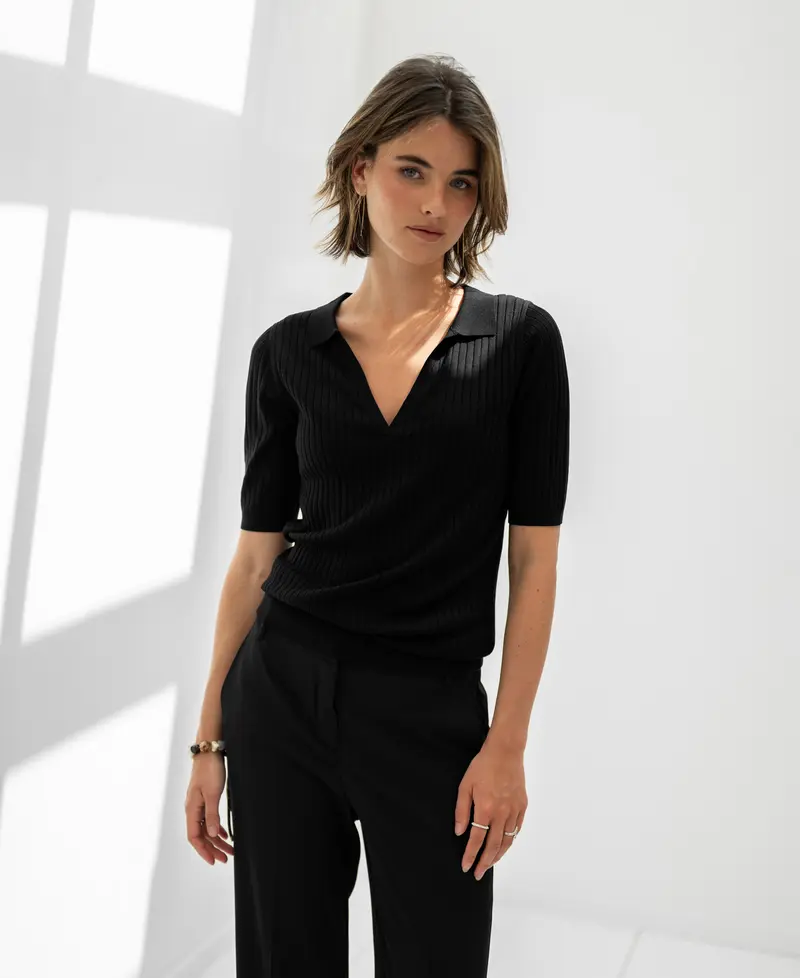 Tencel-zijde polo LE JASMIN Zwart