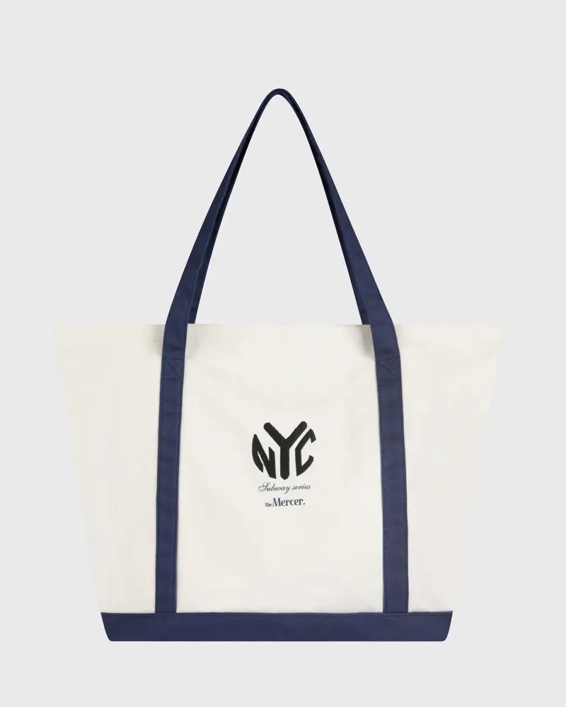 The Mercer Canvas Bag | White/Blue
