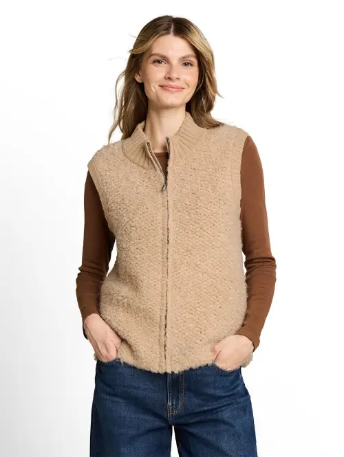 Tom Tailor dames gilet met rits beige