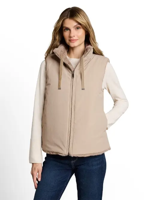 Tom Tailor dames gilet omkeerbaar beige