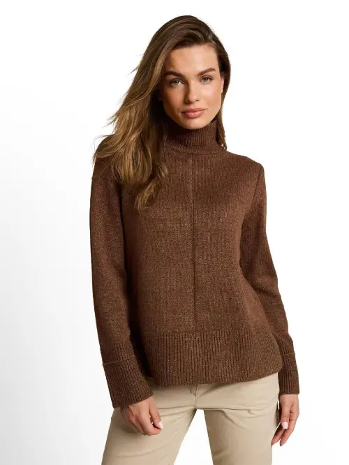 Tom Tailor dames trui mockneck bruin