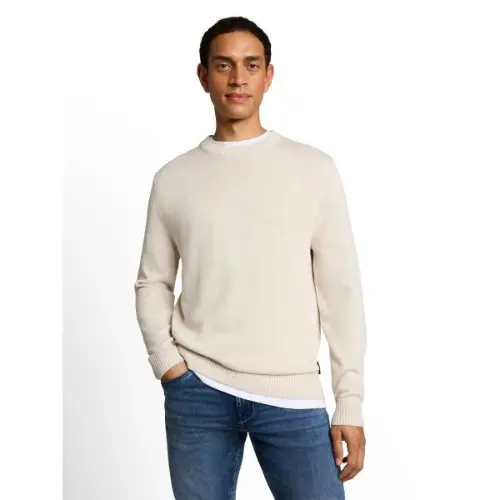 Tom Tailor trui crew neck beige