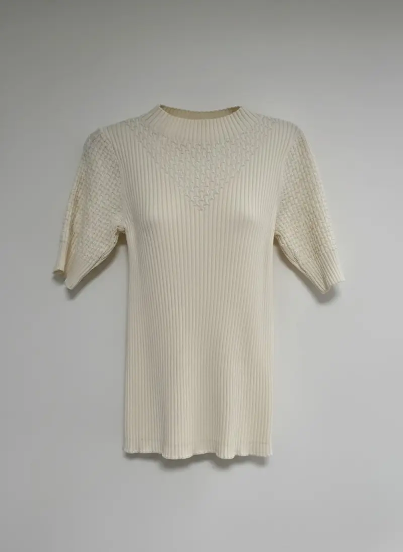 Top Alma Crepe Fancy Rib | Beige