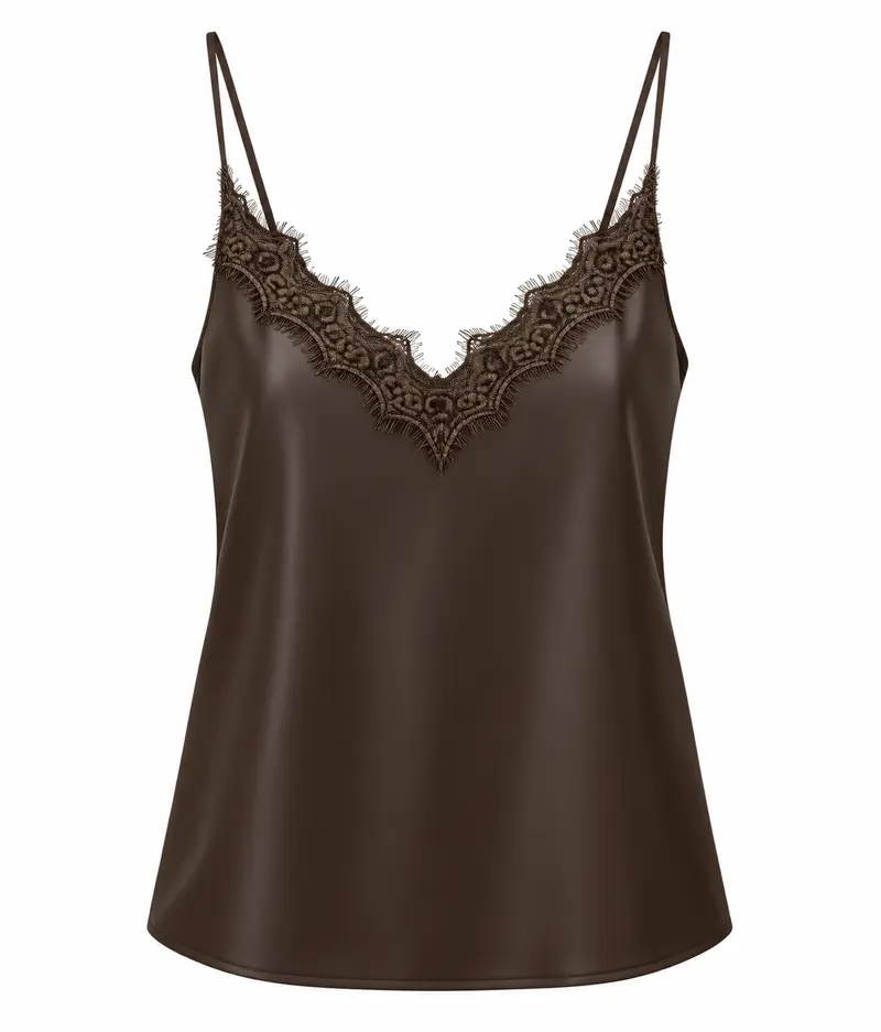 Top - Luxury PU top Kant Bruin