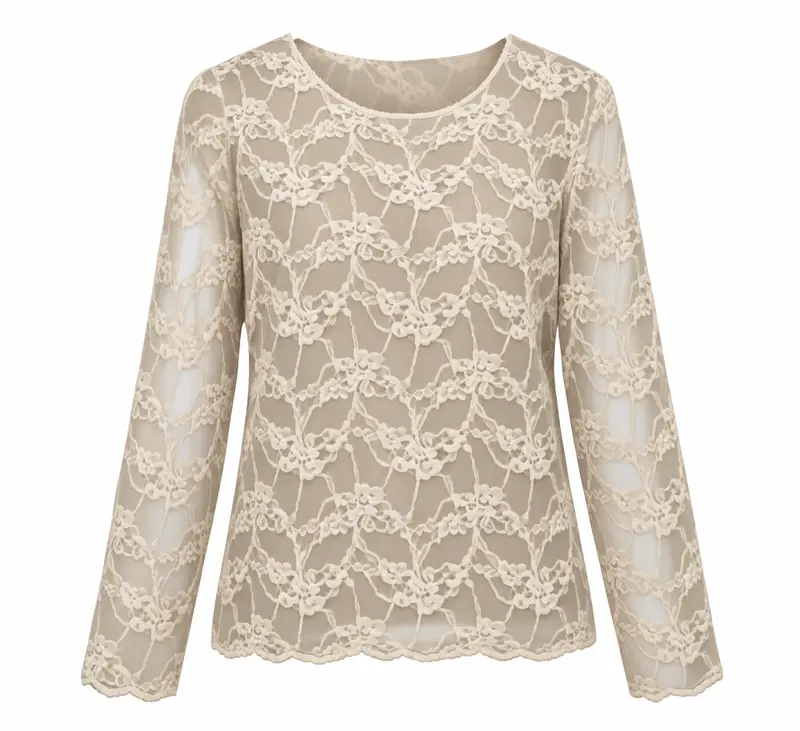 Top - Mesh Kant gebroken wit