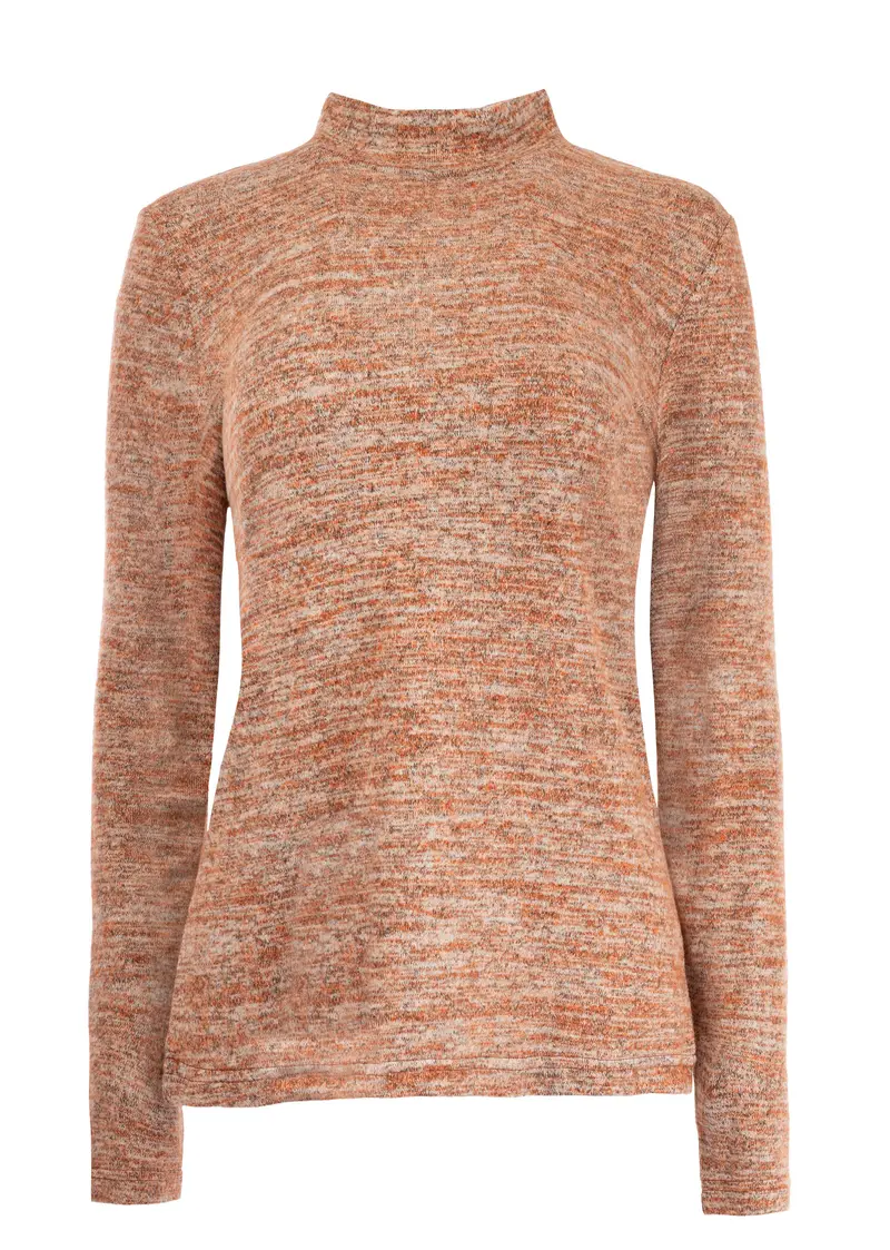 Top Milans Plain LS-RMJ Brushed Melange Knit | Ginger Brown