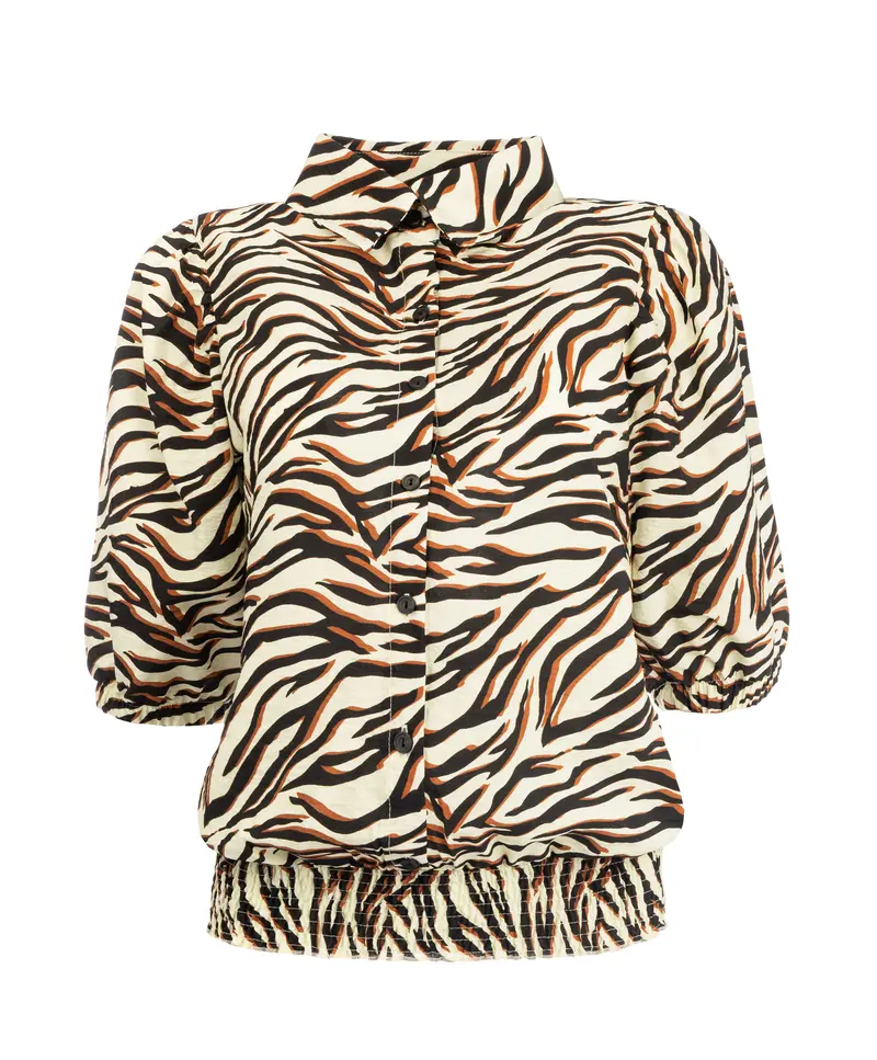 Top Miran 1/2 SS Brown Branches Woven | Brown