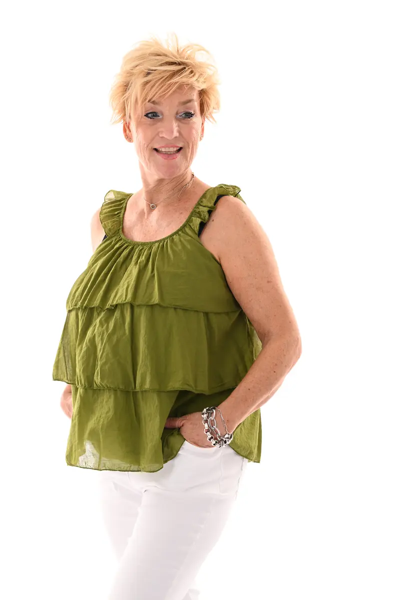 Top ruffle lagen uni lime
