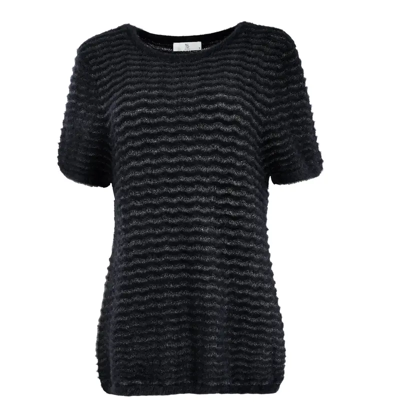 Top Toska LS-RML Lurex Ajour Knit | Black