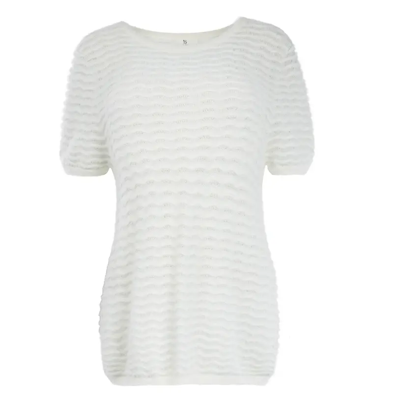 Top Toska LS-RML Lurex Ajour Knit | Ecru