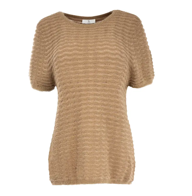 Top Toska LS-RML Lurex Ajour Knit | Tan