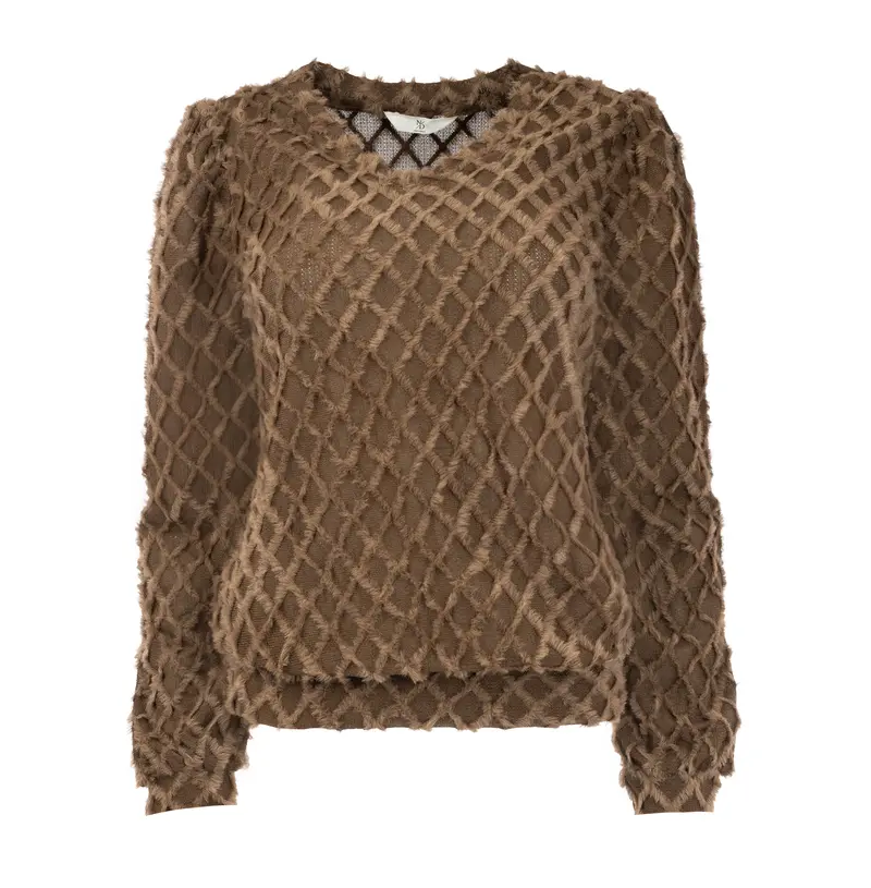 Top Veraya LS-RMJ 3D Tricot Knit | Downtown Brown