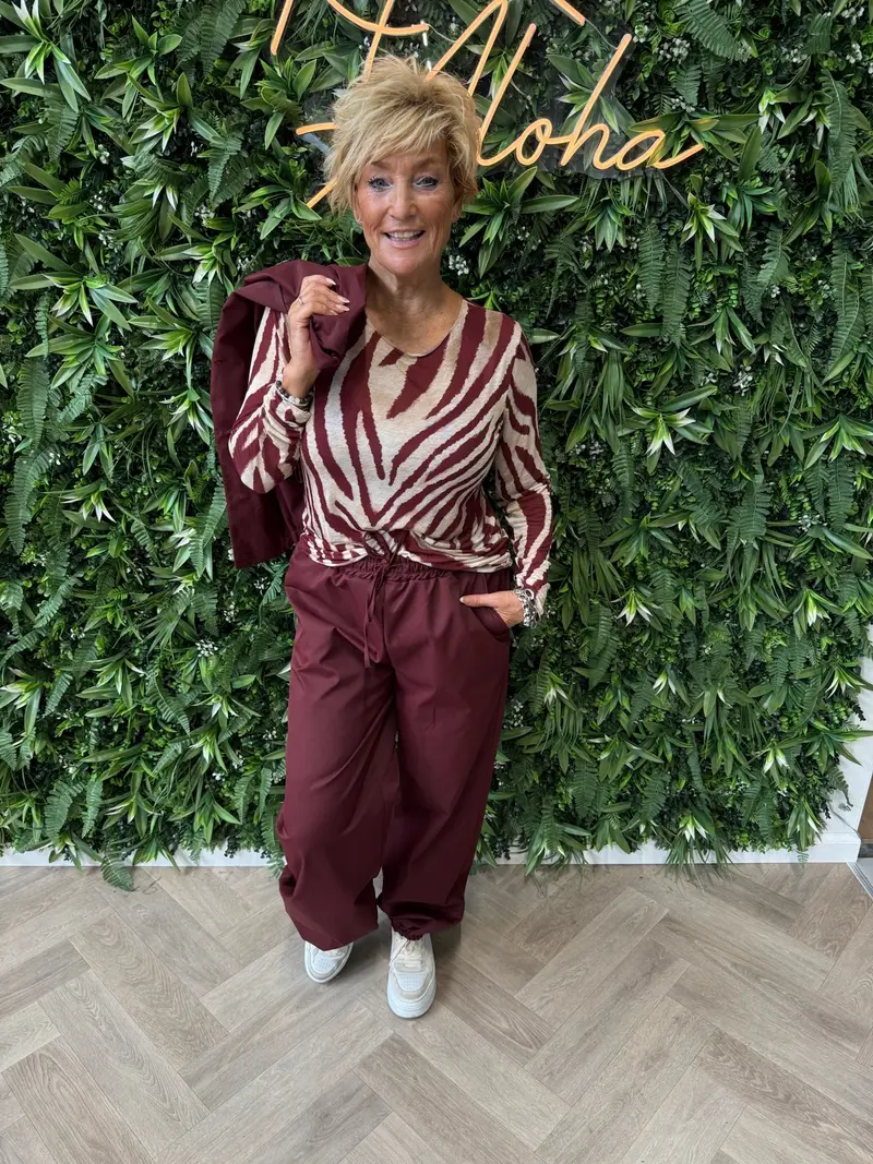 Top zebra print bordeaux