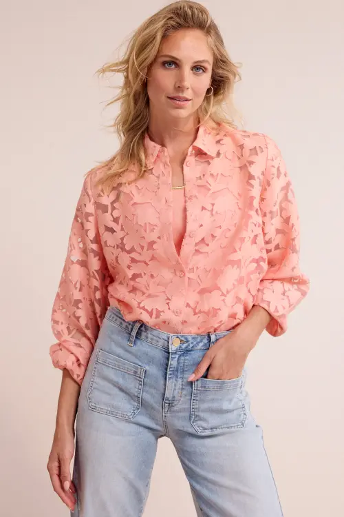 Tramontana blouse ausbrenner peach