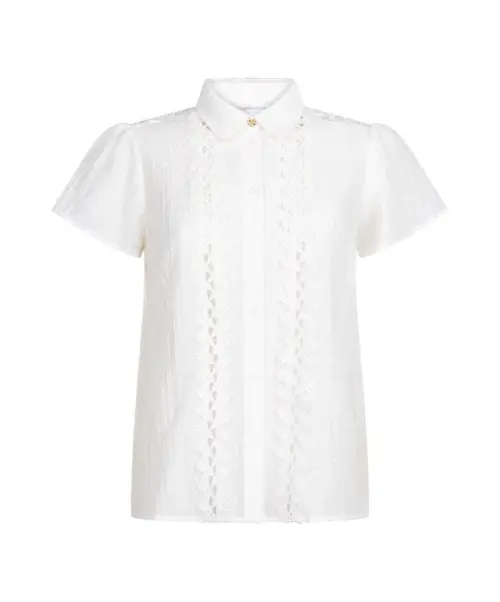 Tramontana blouse korte mouw kant wit