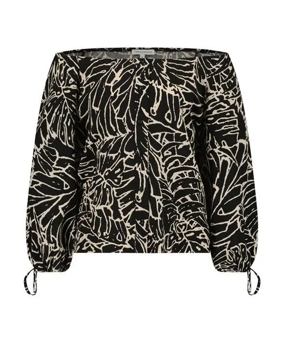 Tramontana - Blouse Palm Leaves Black