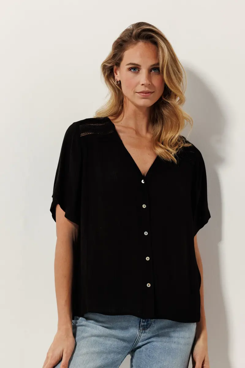 Tramontana blouse v-neck zwart