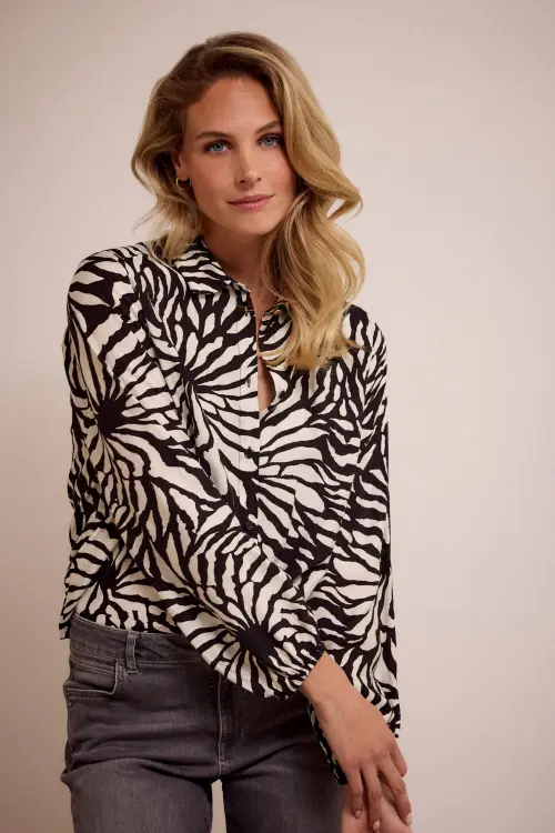 Tramontana blouse wildflower zwart wit