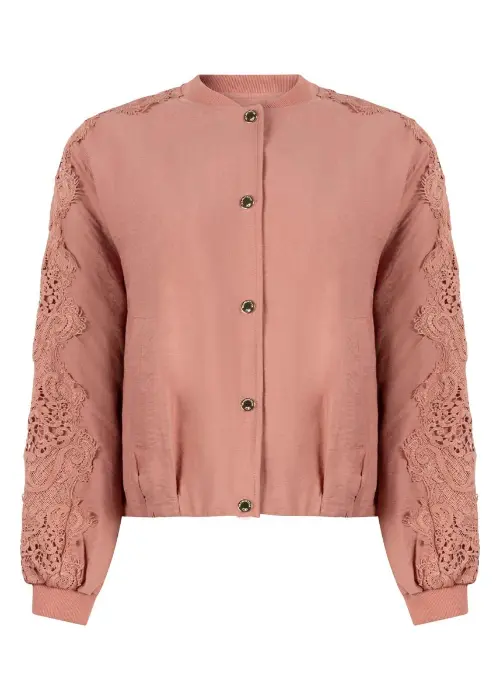 Tramontana jacket crochet detailed roze