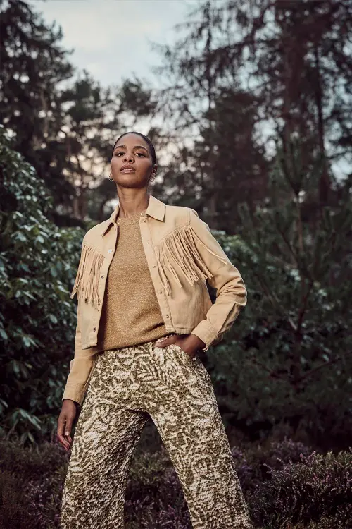 Tramontana jas heavy twill fringe camel