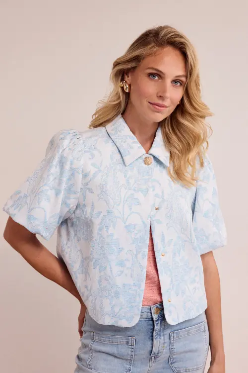 Tramontana jasje denim jacquard blauw