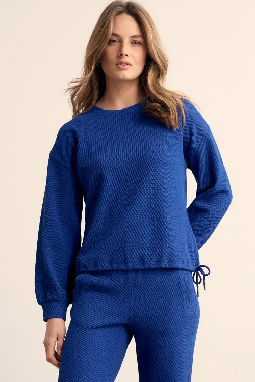 Tramontana structured trui blauw