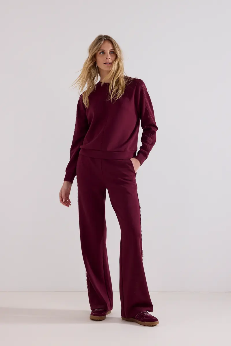 Tramontana - Sweat trousers kant bordeaux rood