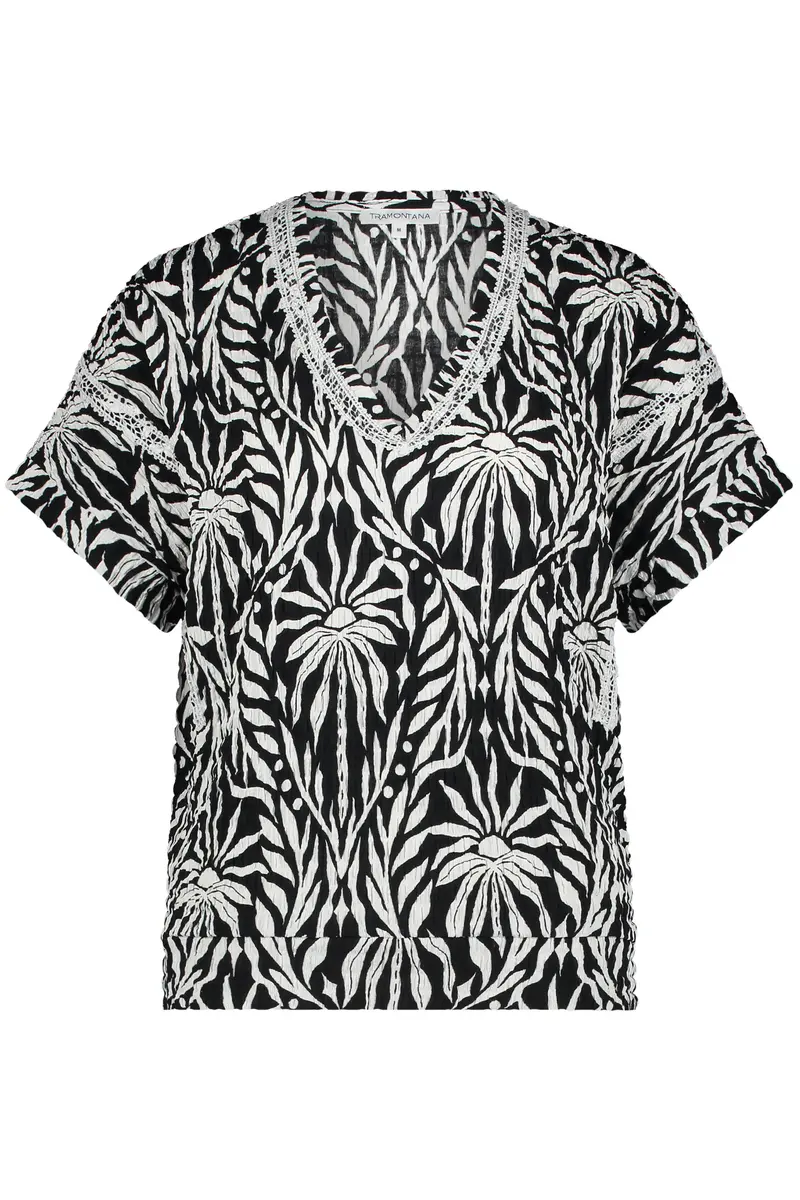 Tramontana top zwart print