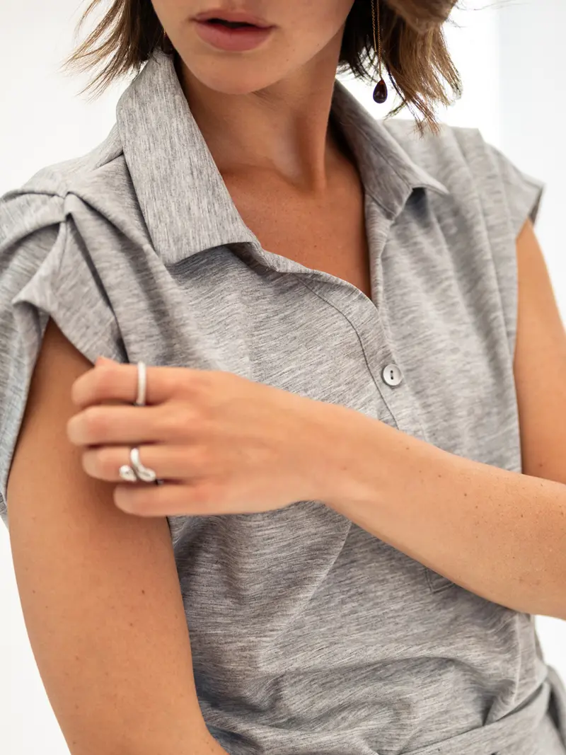 Travel polo jurk INES Grijs melange
