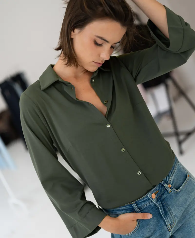 Travelblouse LA SILVESE Olijfgroen