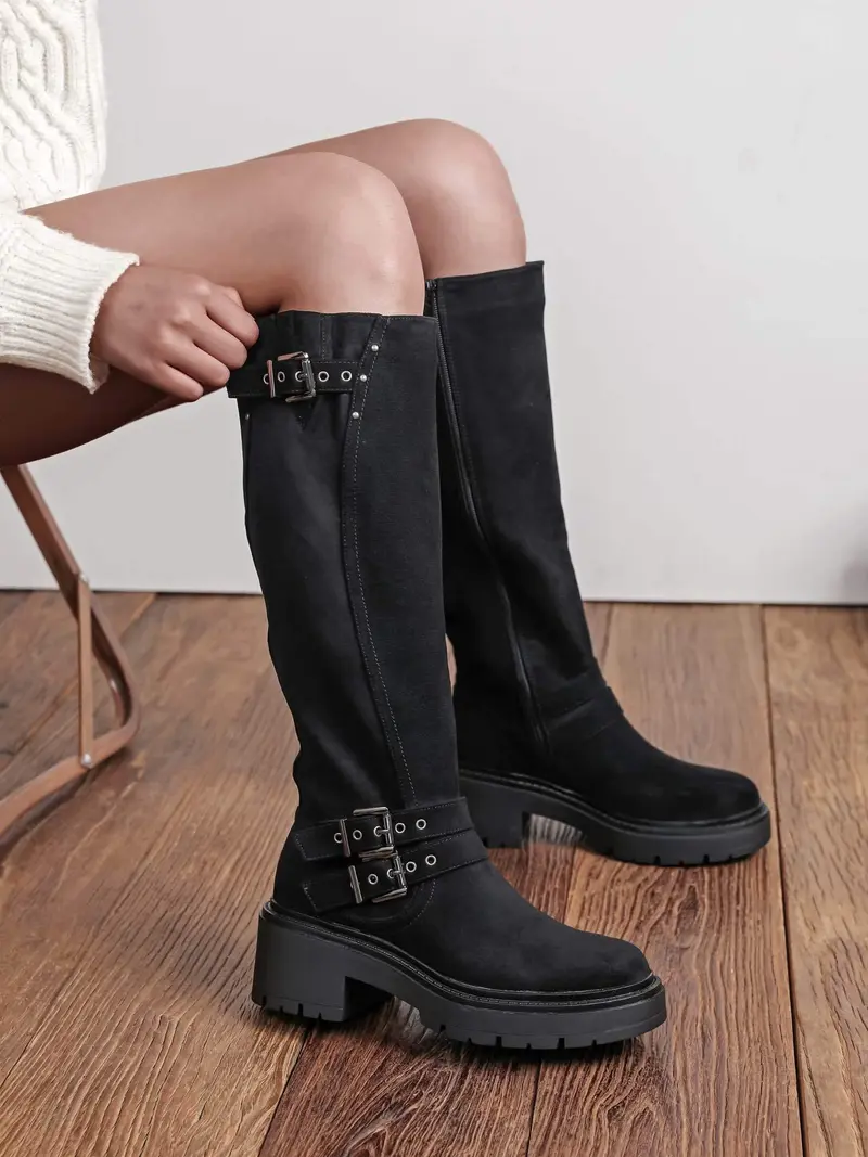 Triple Buckle Boots - Black