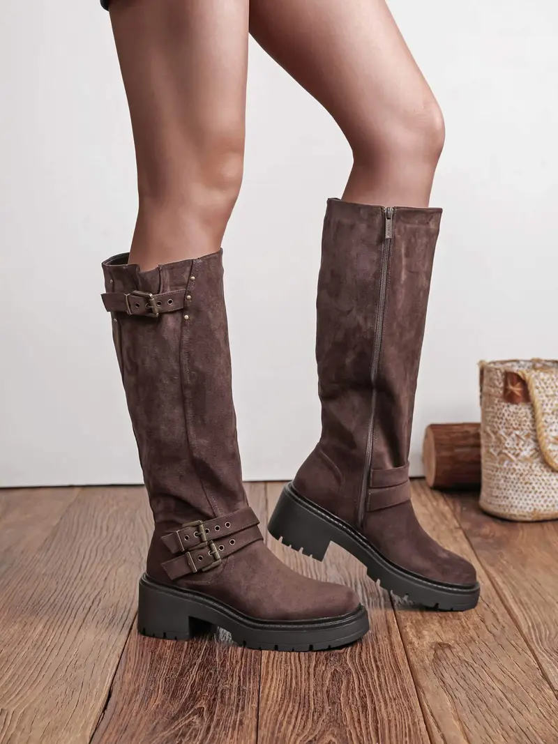Triple Buckle Boots - Brown