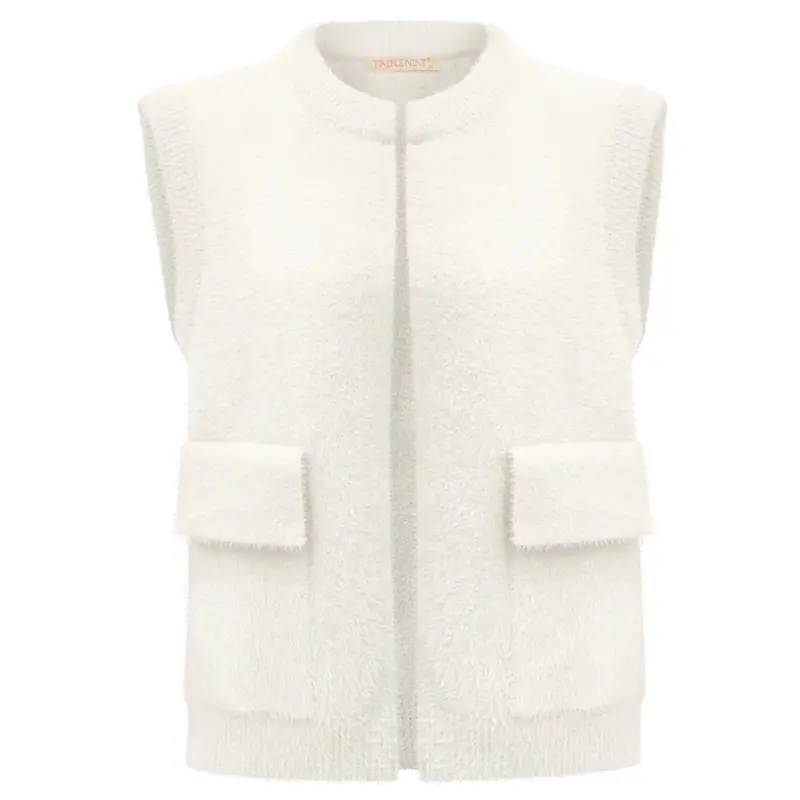 Triple Nine - Fluffy Gilet Inky Creme - 9001
