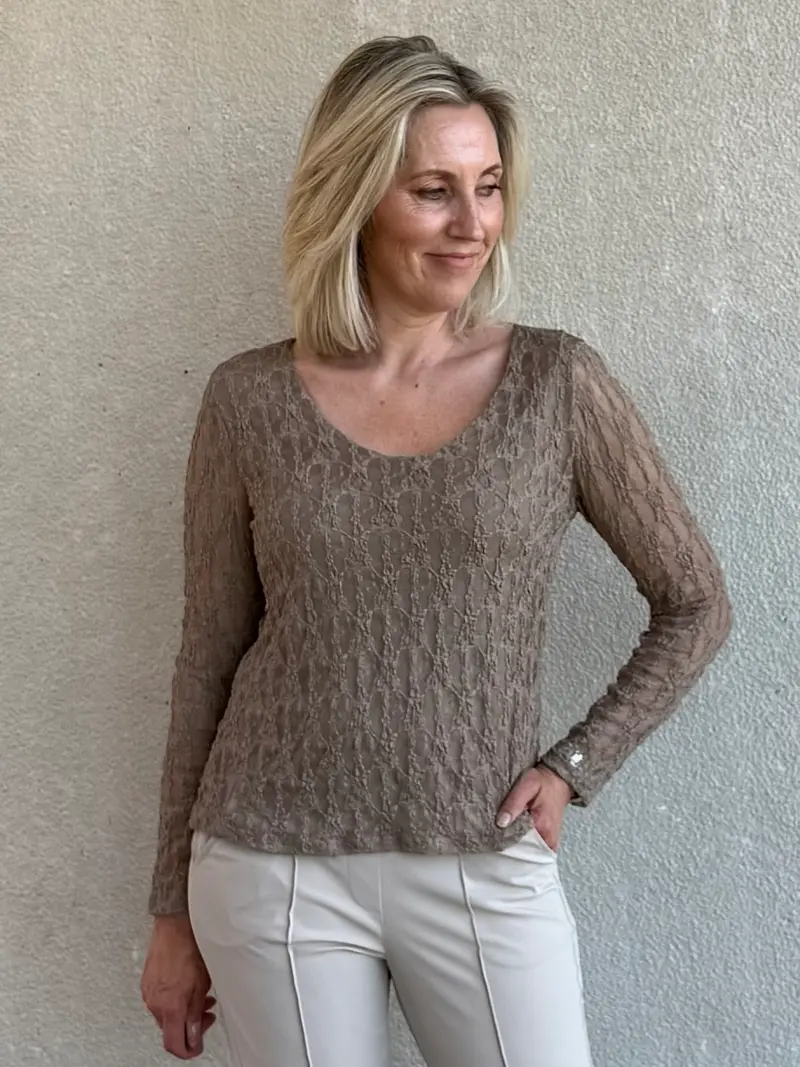 Triple Nine - Kanten Top Lucy Taupe