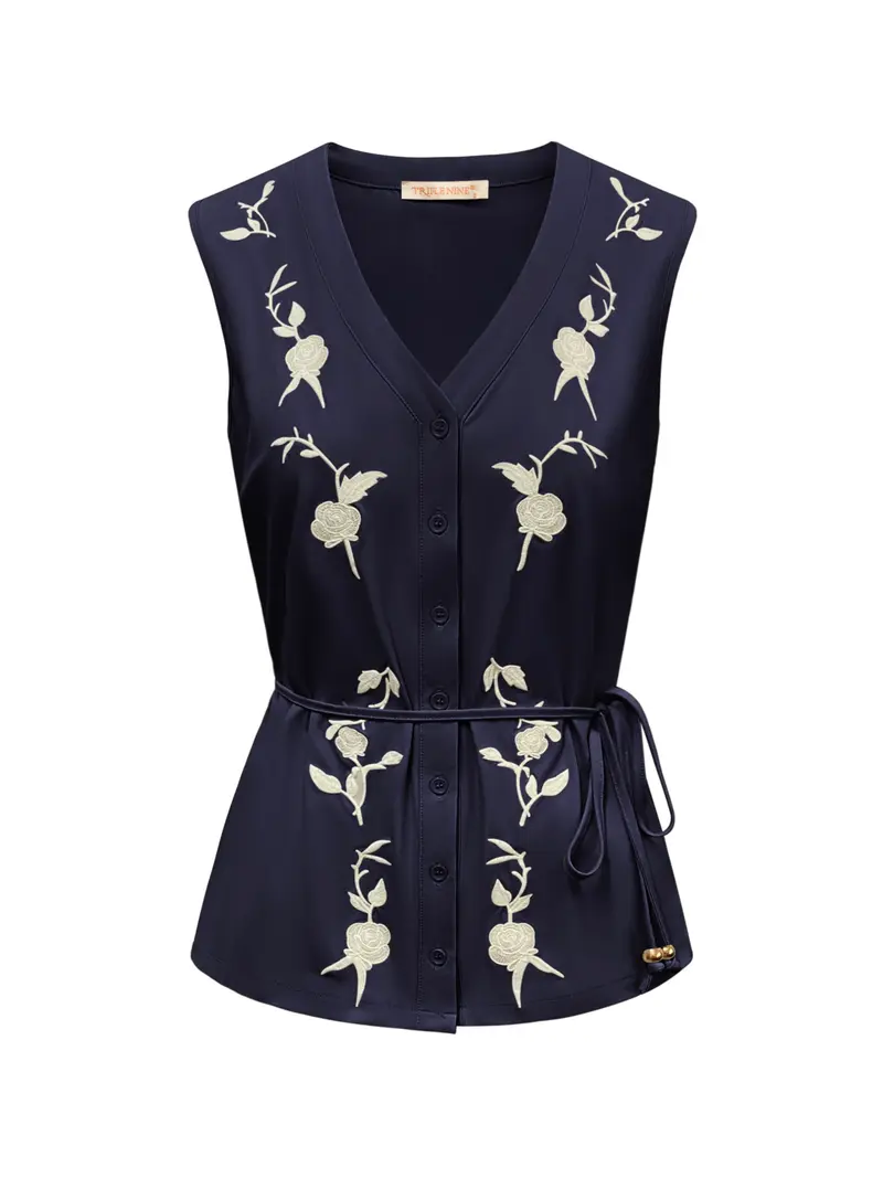 Triple Nine Travel Blouse Isabelle Navy - 5938