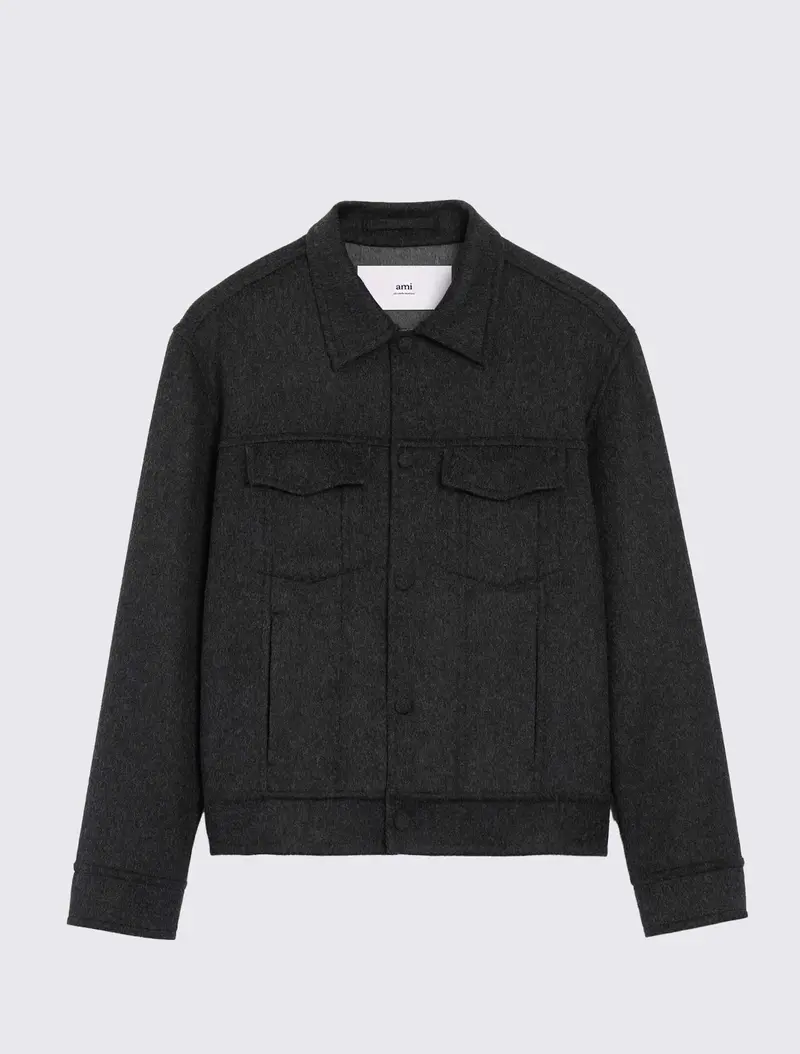 Trucker Jacket in Double-Faced Bicolour Wool