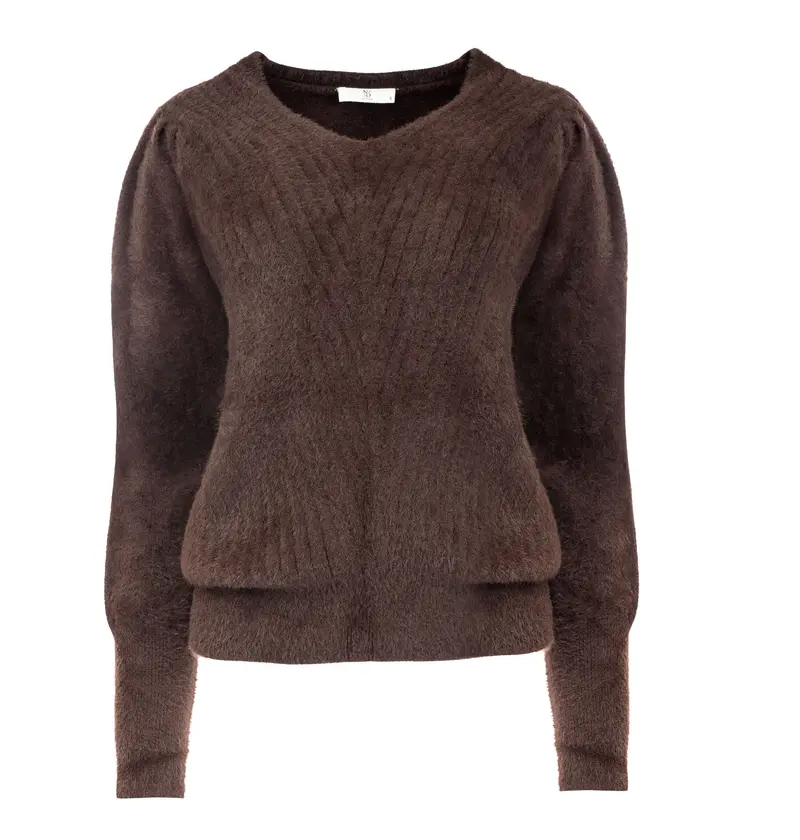 Trui Belins LS-RMJ Furry Knit | Ganache Brown