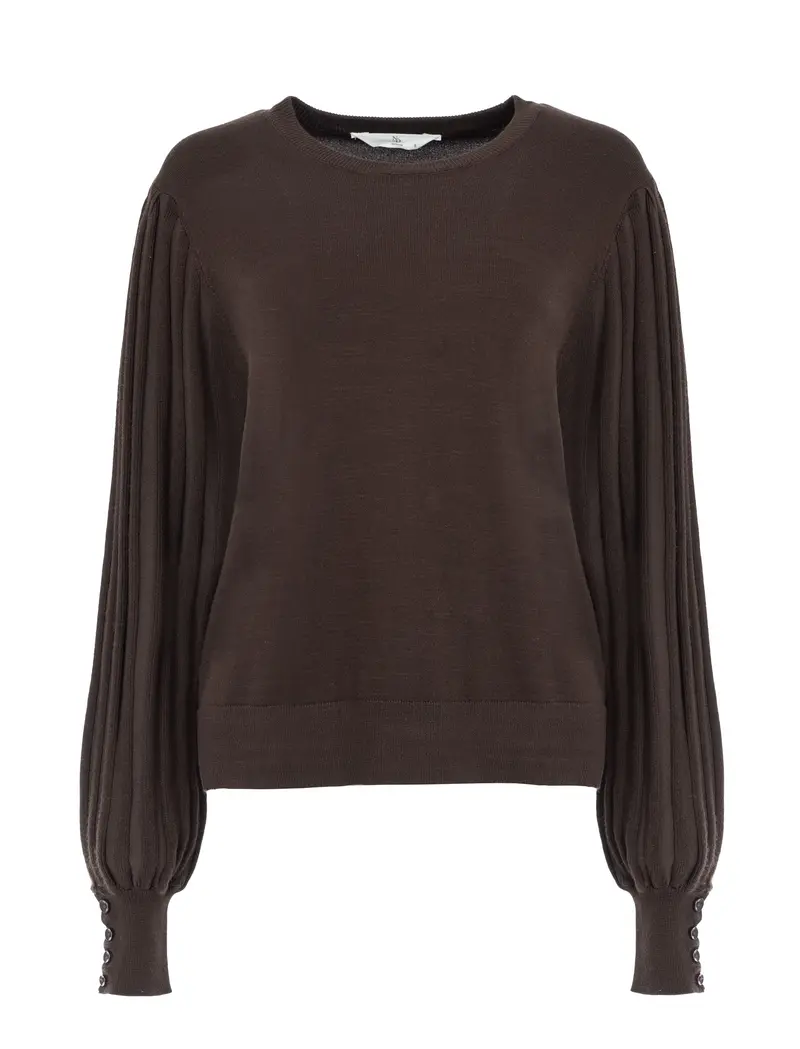 Trui Berle LS-RMB Brei | Ganache Brown
