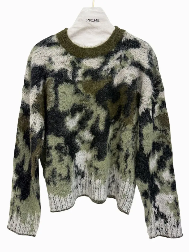 Trui camouflage print kaki