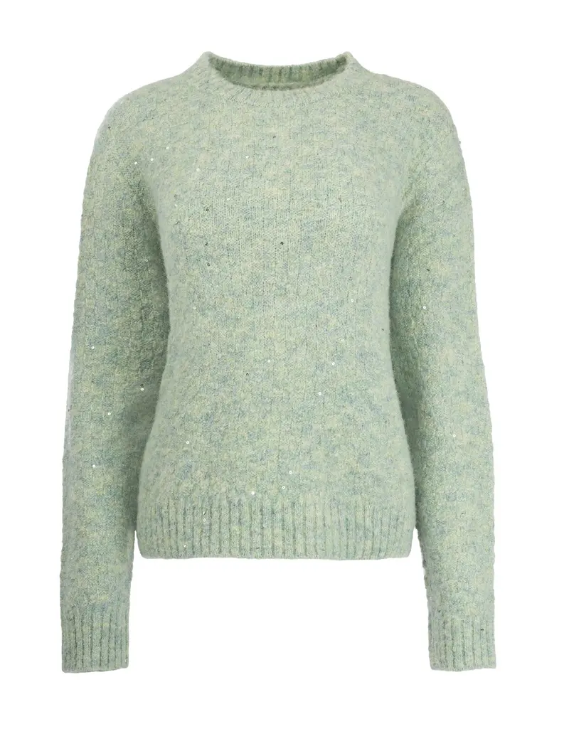 Trui Glacier LS-RMJ Sequin Knit | Aqua GreyTrui
