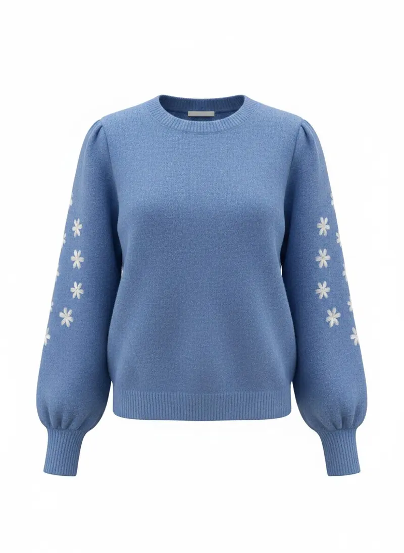 Trui Ima Flower Embroidery Knit | Denim