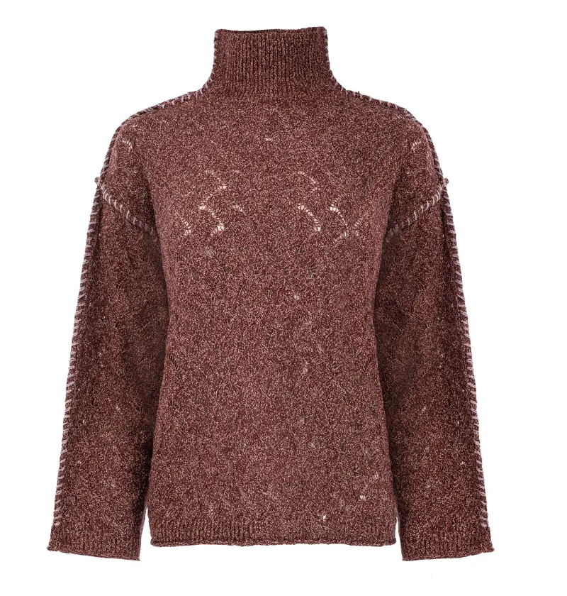 Trui Mauna LS-RMJ Two-Tone Melange Knit | Cab.Red-Blch.Mauve