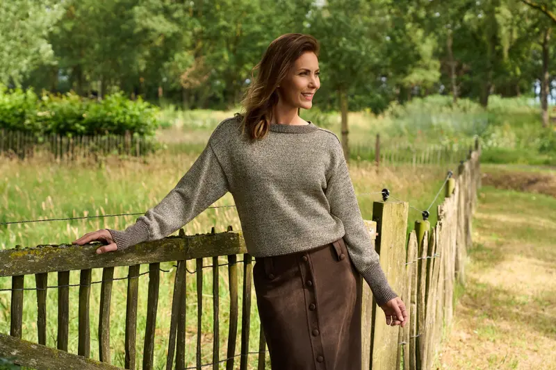 Trui Myson LS-RMS Metallic Knit | Downtown Brown