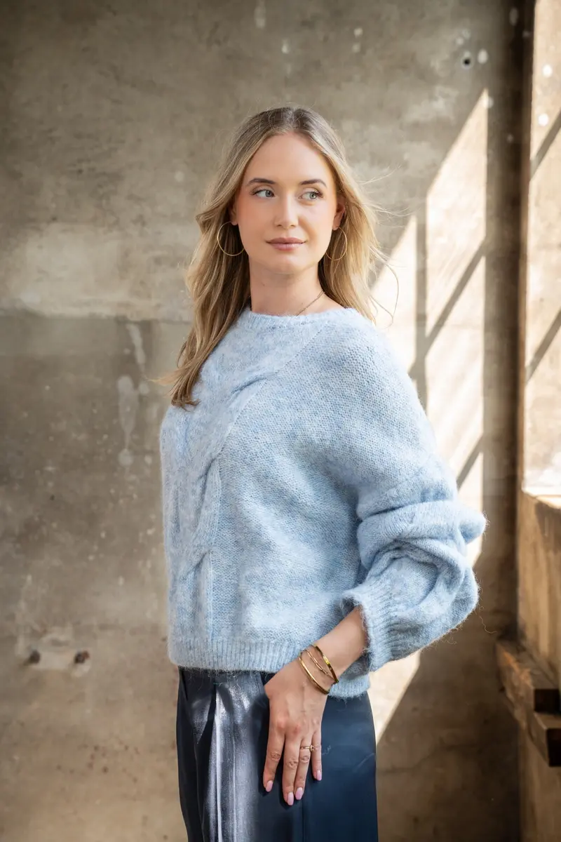 Trui Nadia Loose Knit Cable | Jeans Blue